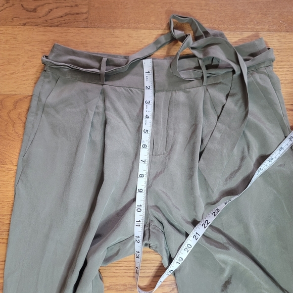 Joie Pure Silk Belted Sage Green Pants Gorgeous! - Picture 9 of 11